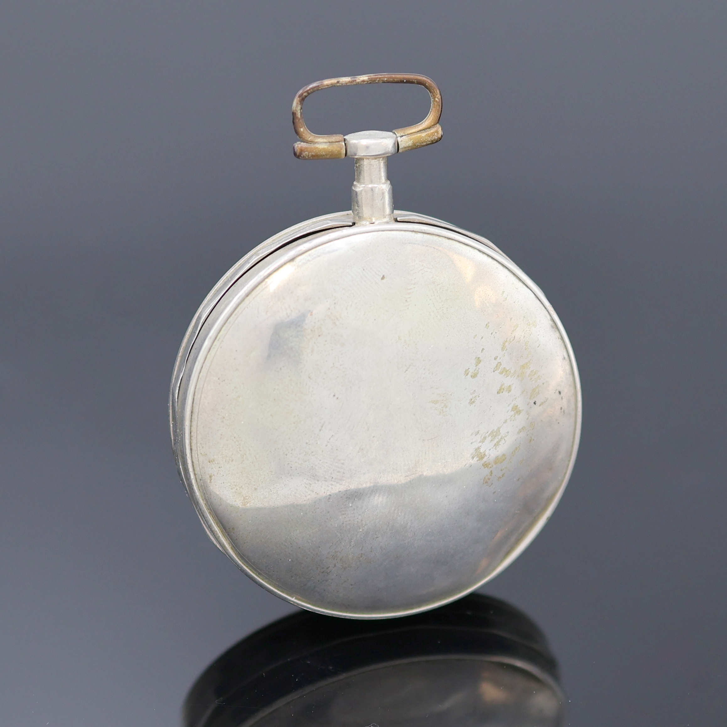 Detail b: Spindeltaschenuhr bezeichnet "Breguet" in Silber, Schweiz um 1820, Schlüsselaufzug, glattes Geh. m. flachem Rand dell., Emailzifferbl. ...