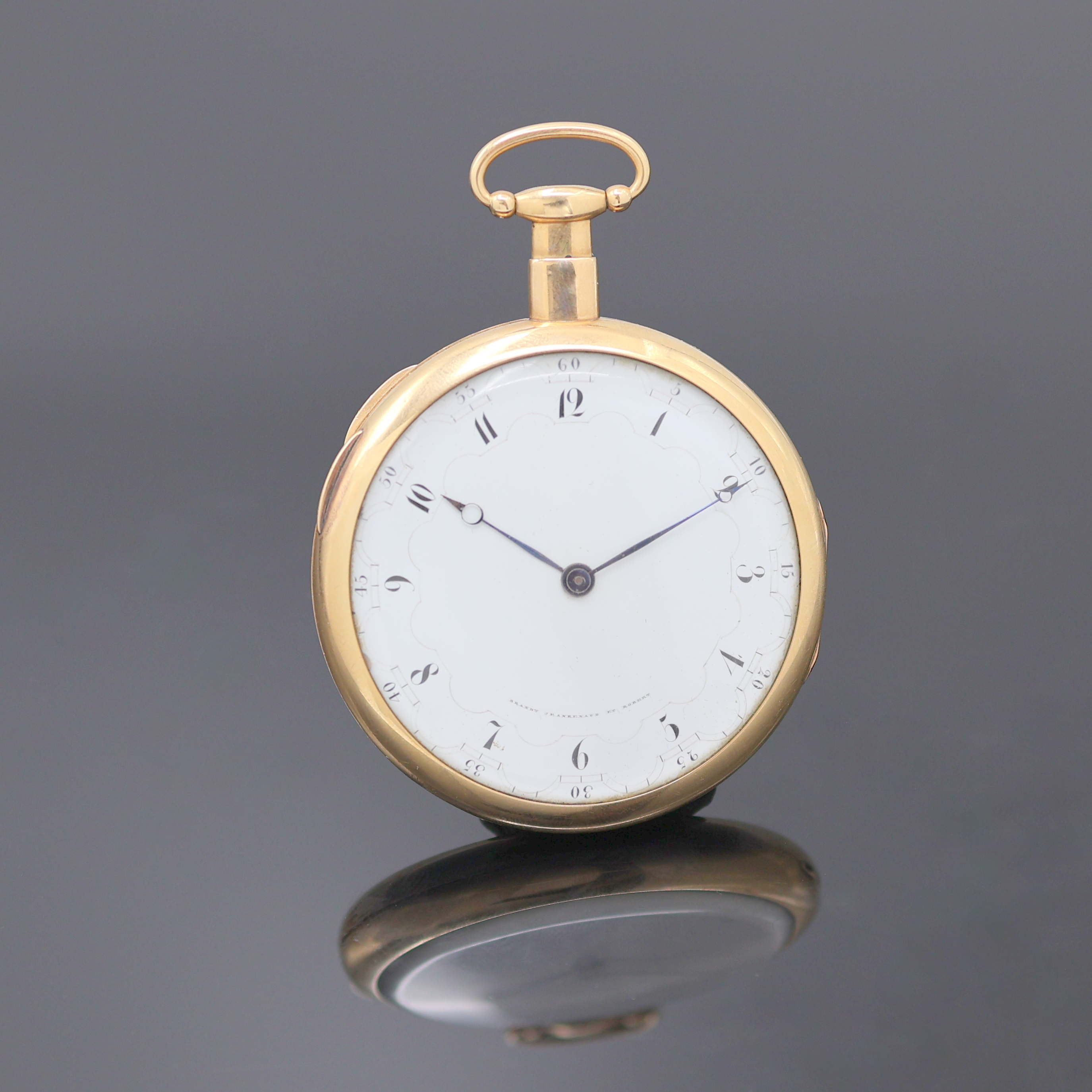 BRANDT JEANRENAUD ET ROBERT große Taschenuhr mit 1/4 Stunden-Repetition in RoseG 750/000, Schweiz um 1820, Schlüsselaufzug, glattes Geh., verg. ...