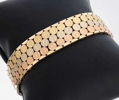 Image 26974918 - 14 kt Gold Armband, GG/WG/RG 585/000, B. ca. 1.5 cm, L. ca. 19.2 cm, Kastenschloss mit ...