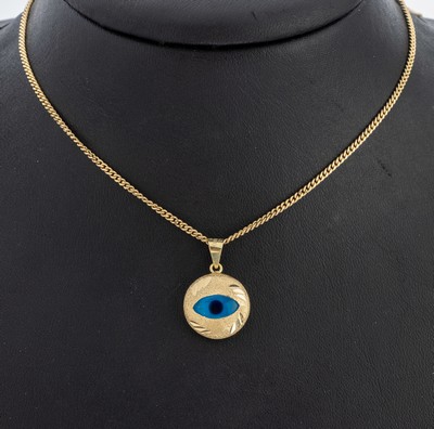 Image 26974989 - 14 kt Gold Anhänger, GG 585/000, Darstellung eines sogn. Nazar-Auges, an Kette,GG ...