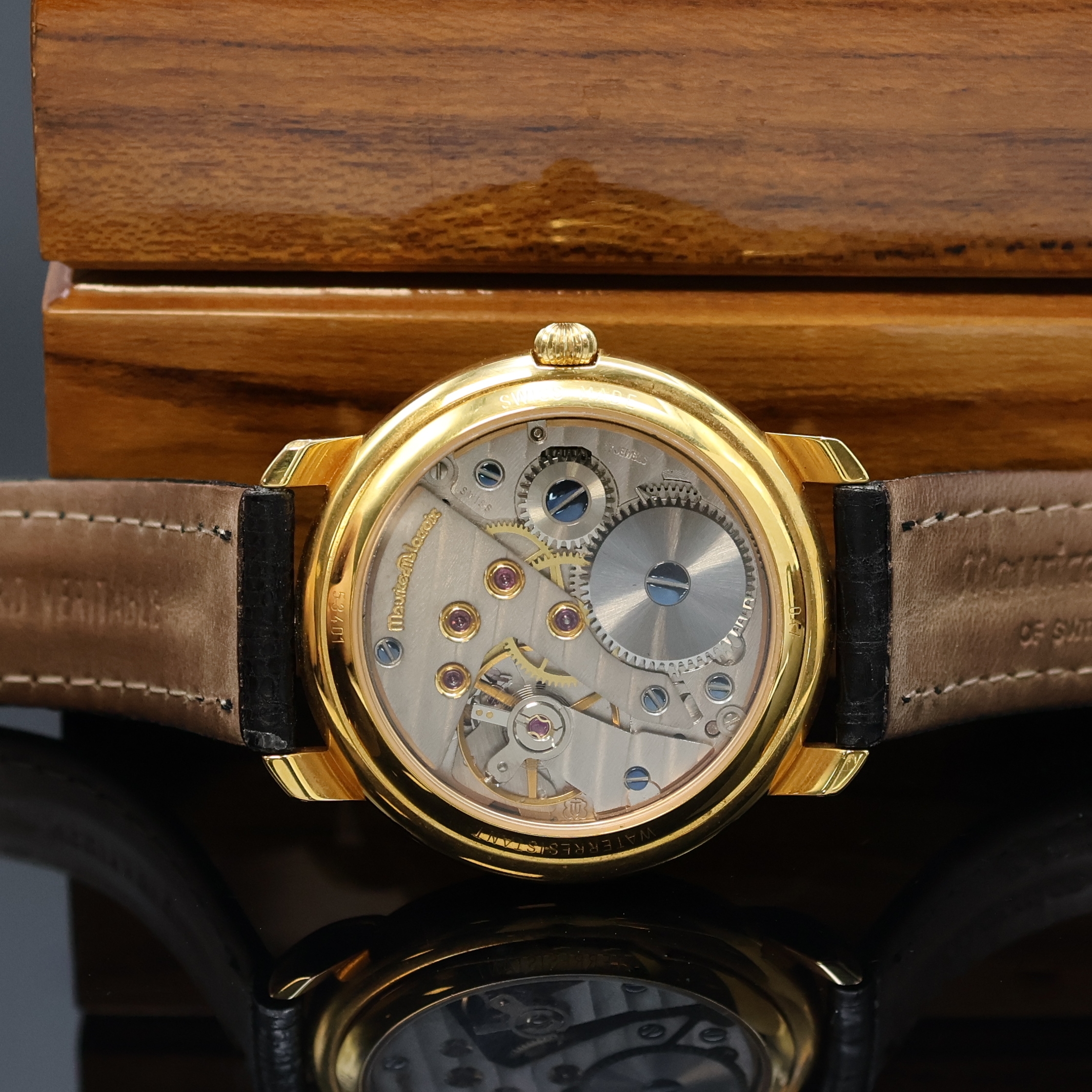 Detail d: MAURICE LACROIX auf 999 Stück limitierte Herrenarmbanduhr Regulateur Referenz 53401, Handaufzug, Schweiz um 1993, verg. Metallgeh., beids. vergl., ...