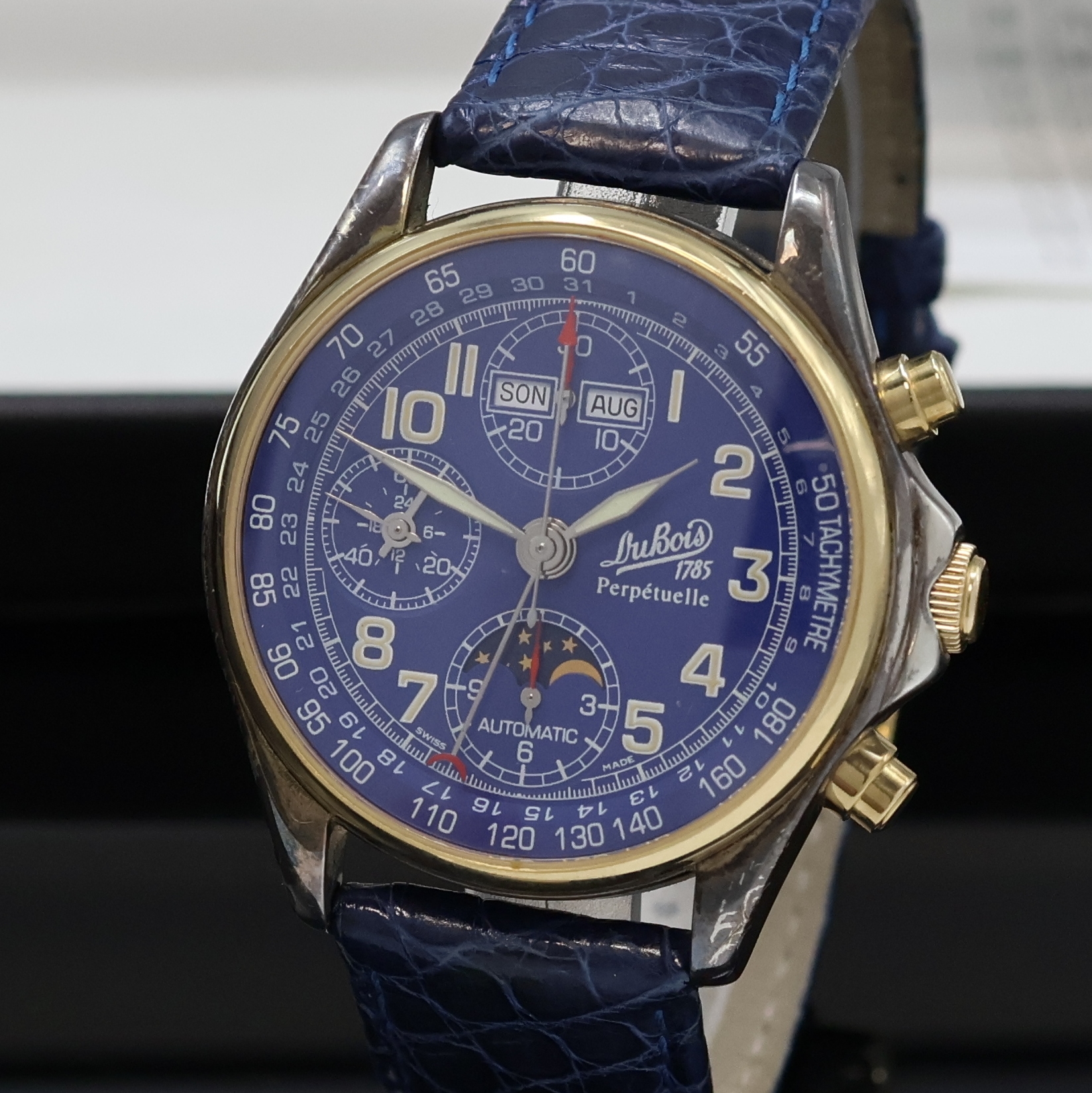 Detail a: PHILIPPE Du Bois Montre Perpetuelle auf 1999 Stück limitierte Herrenarmbanduhr mit Chronograph und Kalender, Schweiz um 1999, Automatik, massives ...