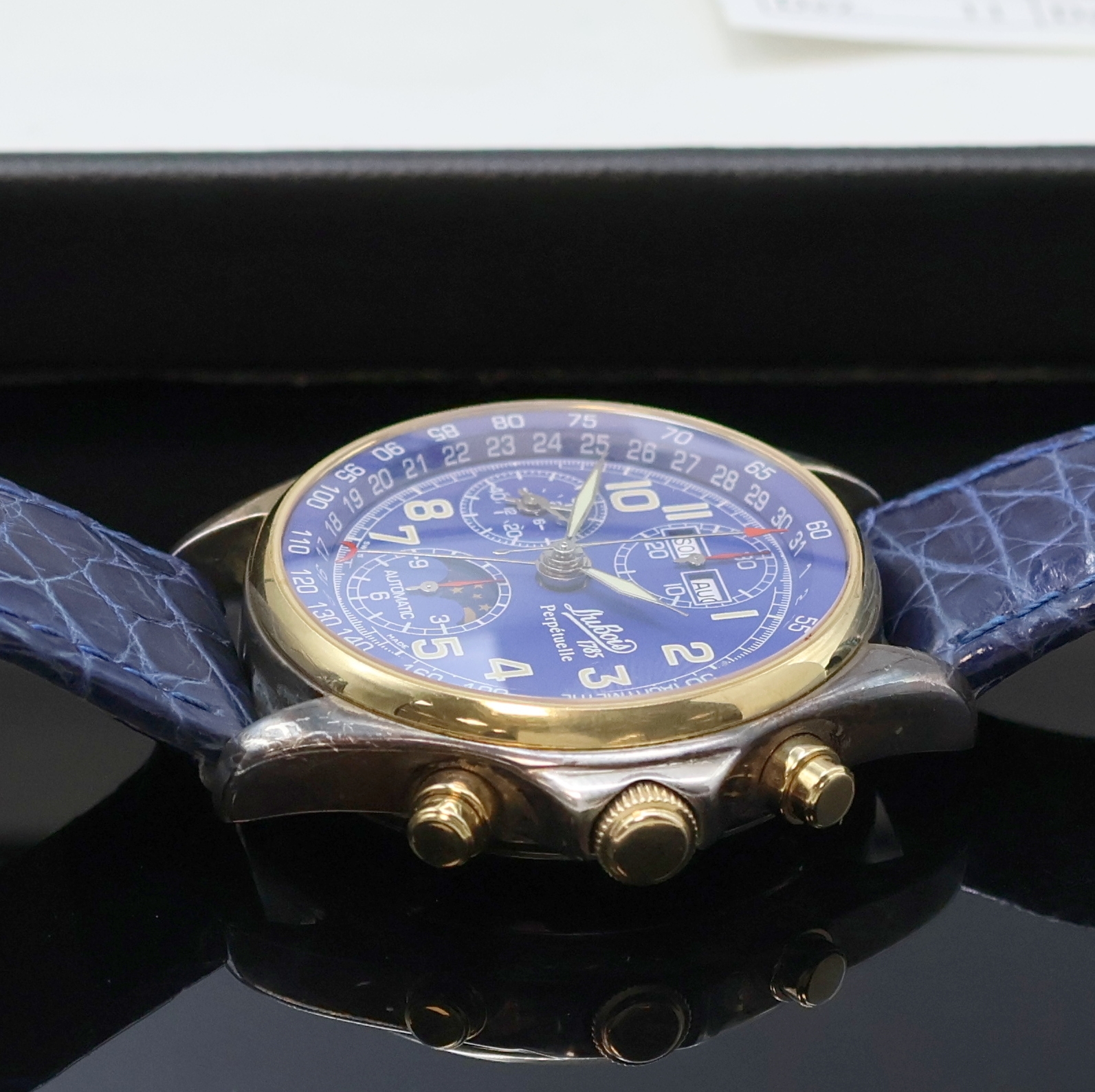 Detail b: PHILIPPE Du Bois Montre Perpetuelle auf 1999 Stück limitierte Herrenarmbanduhr mit Chronograph und Kalender, Schweiz um 1999, Automatik, massives ...