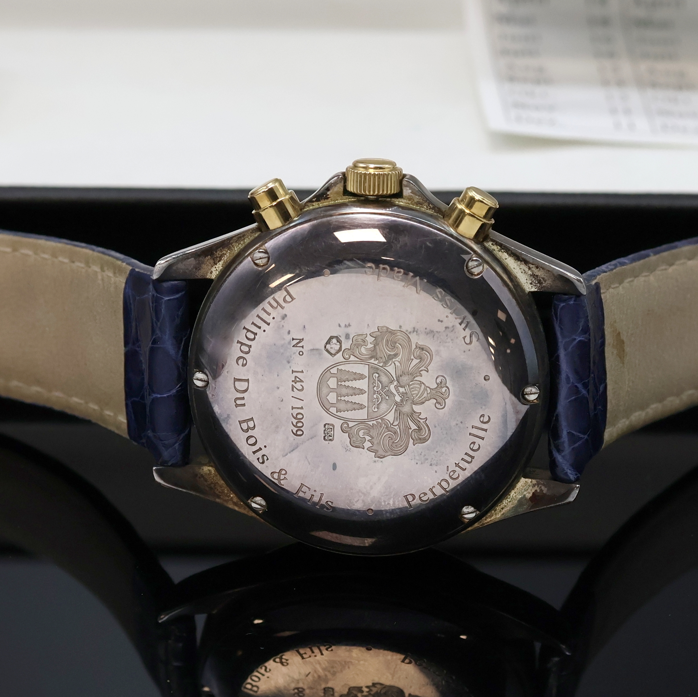 Detail d: PHILIPPE Du Bois Montre Perpetuelle auf 1999 Stück limitierte Herrenarmbanduhr mit Chronograph und Kalender, Schweiz um 1999, Automatik, massives ...