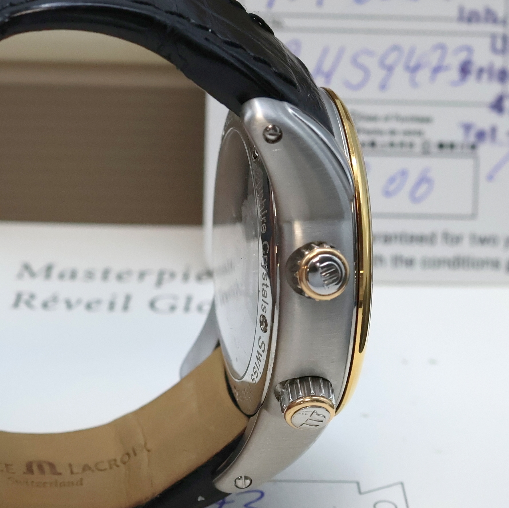 Detail c: MAURICE LACROIX Armbandwecker aus der Masterpiece Serie Modell Reveil Globe Referenz MP6388, Automatik, beids. vergl. Edelstahlgeh. inkl. orig. ...