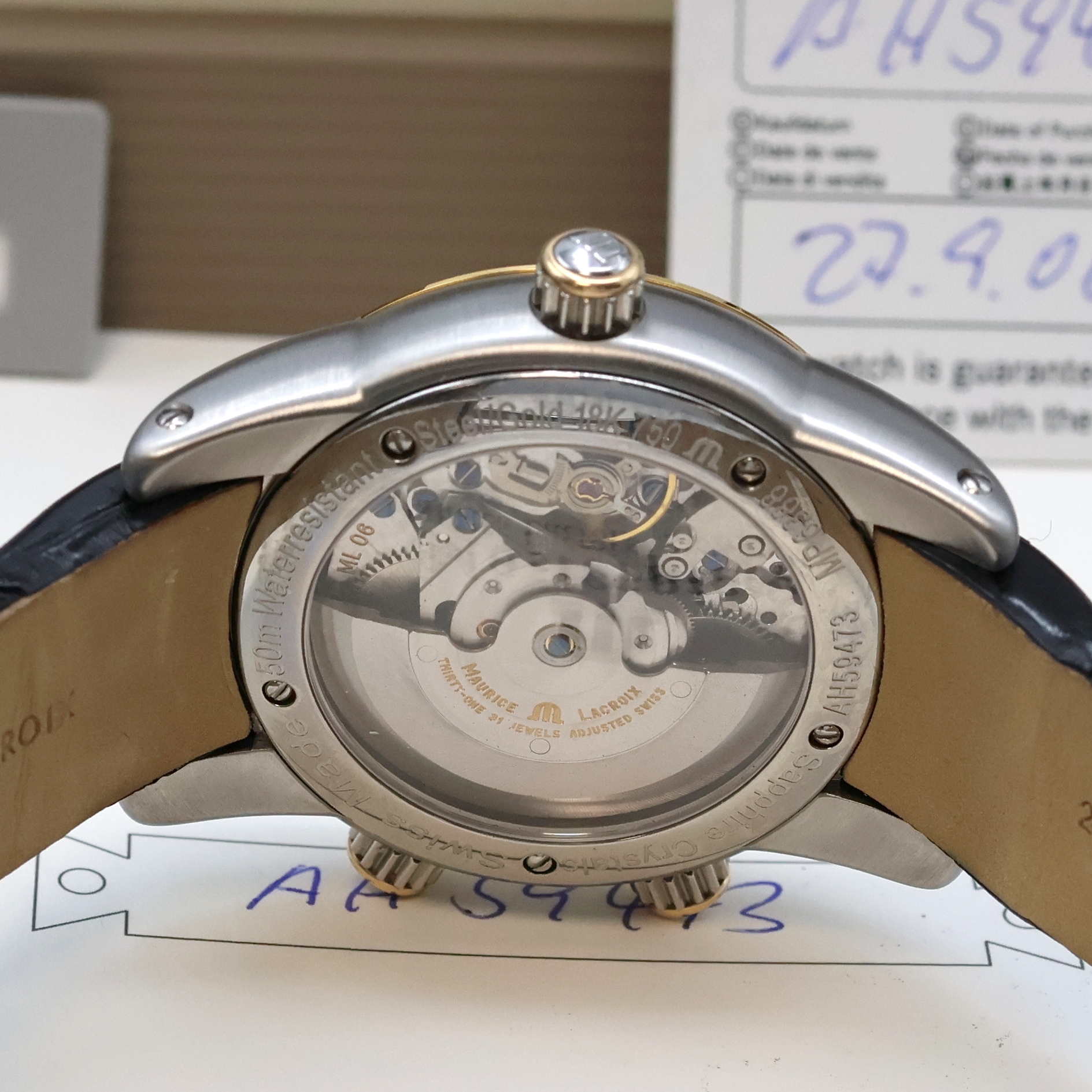 Detail e: MAURICE LACROIX Armbandwecker aus der Masterpiece Serie Modell Reveil Globe Referenz MP6388, Automatik, beids. vergl. Edelstahlgeh. inkl. orig. ...