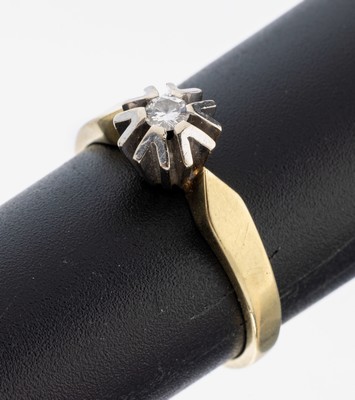 Image 26975006 - 14 kt Gold Brillant-Ring, GG/WG 585/000, inWG gefasster Brillant ca. 0.10 ct ...