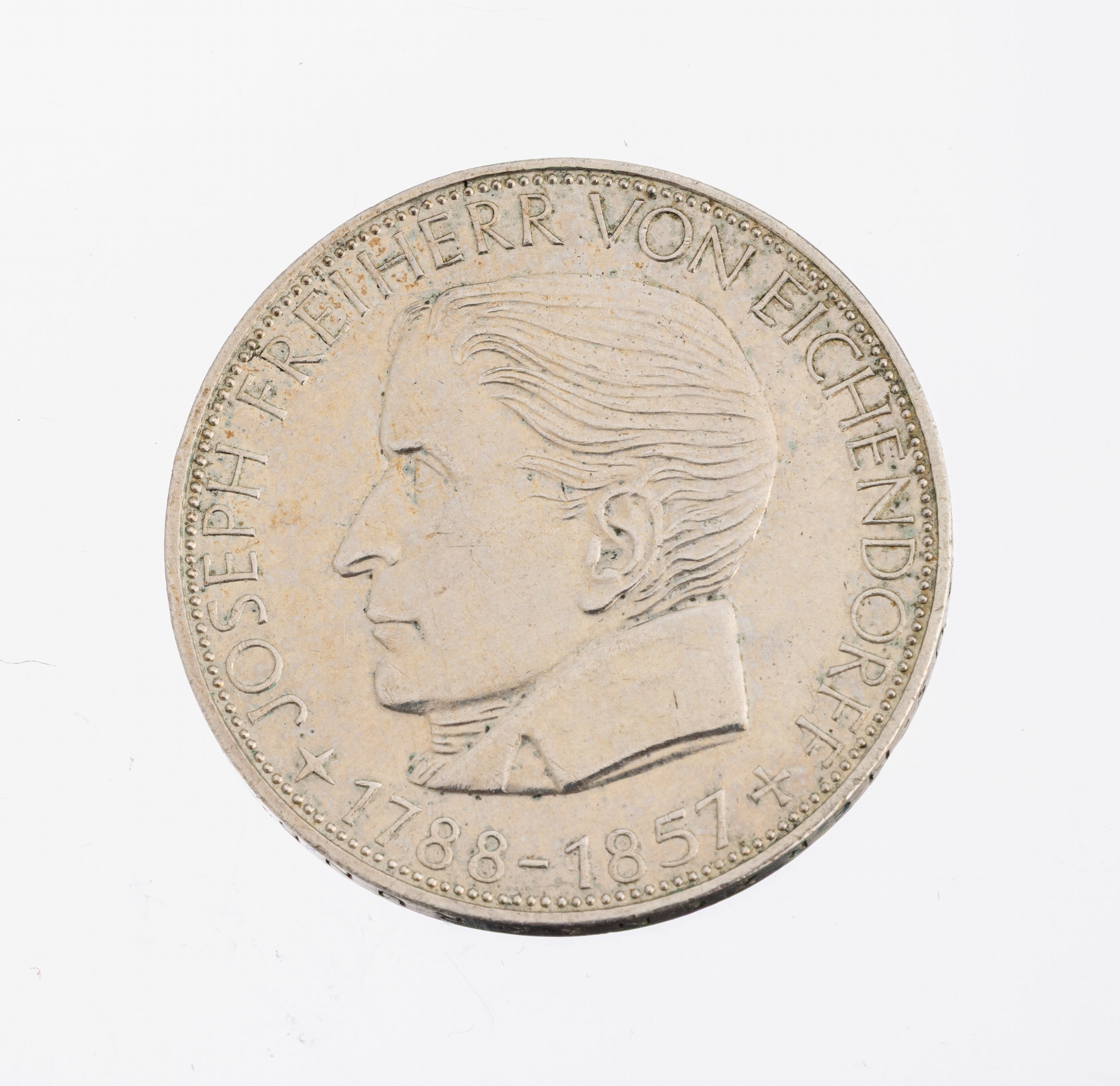 Image 26975198 - Silbermünze 5 Mark, Deutschland, 1957, Joseph Freiherr von Eichendorff