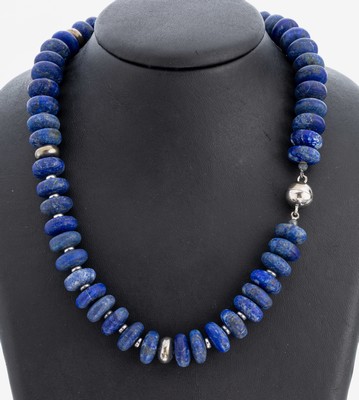 Image 26975278 - Dumortierit-Collier, Dumortierit-Linsen, Zwischenglieder Silber, Magnetschließe, ...
