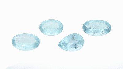 Image 26975286 - Lot 4 lose Aquamarine, zus. ca. 15.51 ct, 3 x ovalfacett., 1 x facett. Tropfen ...
