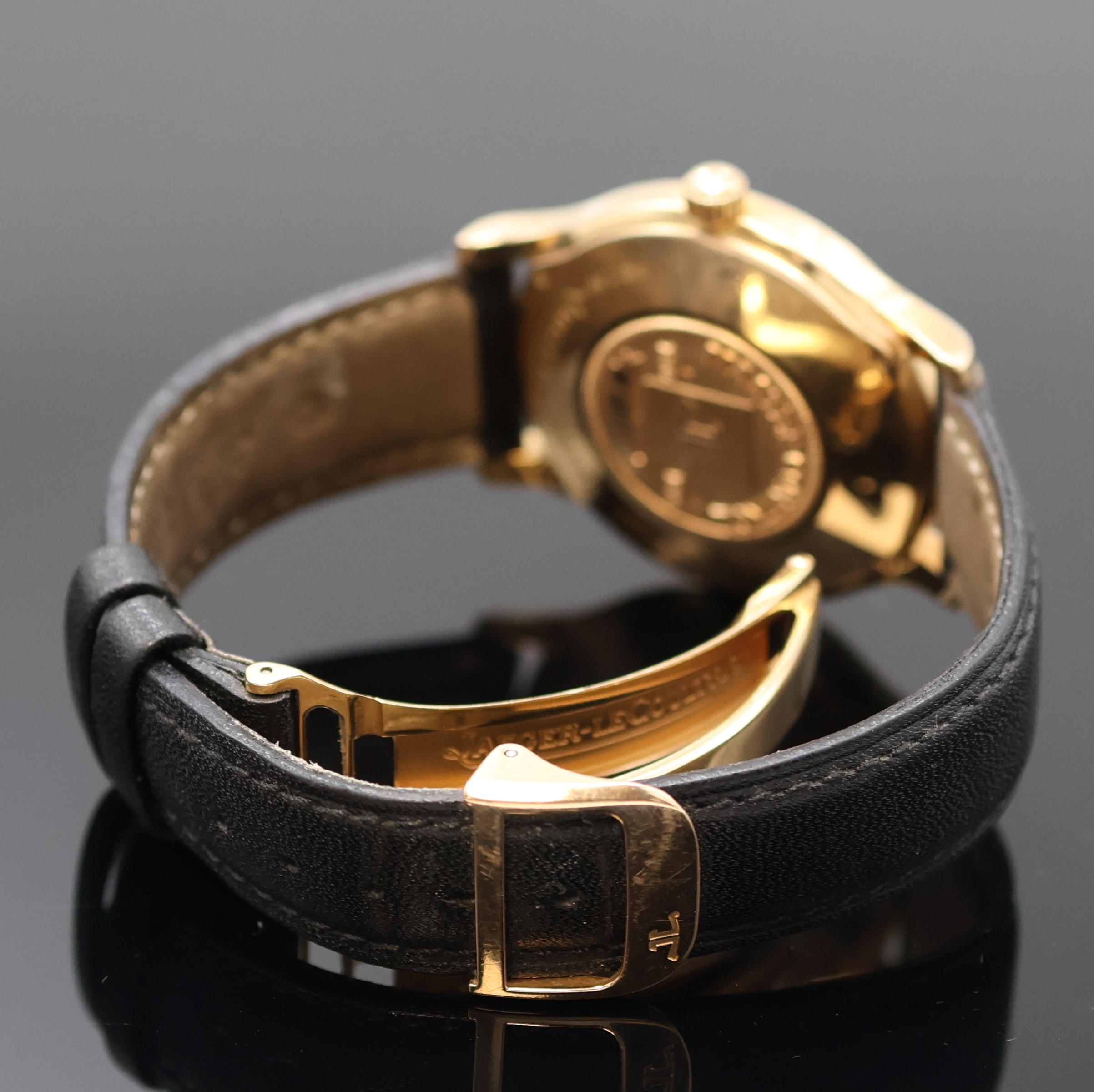 Detail b: Jaeger-LeCoultre Herrenarmbanduhr Master Control 1000 Hours in RG 750/000 Referenz 140.2.89, Schweiz um 1995, Automatik, Lederband m. orig. RG ...