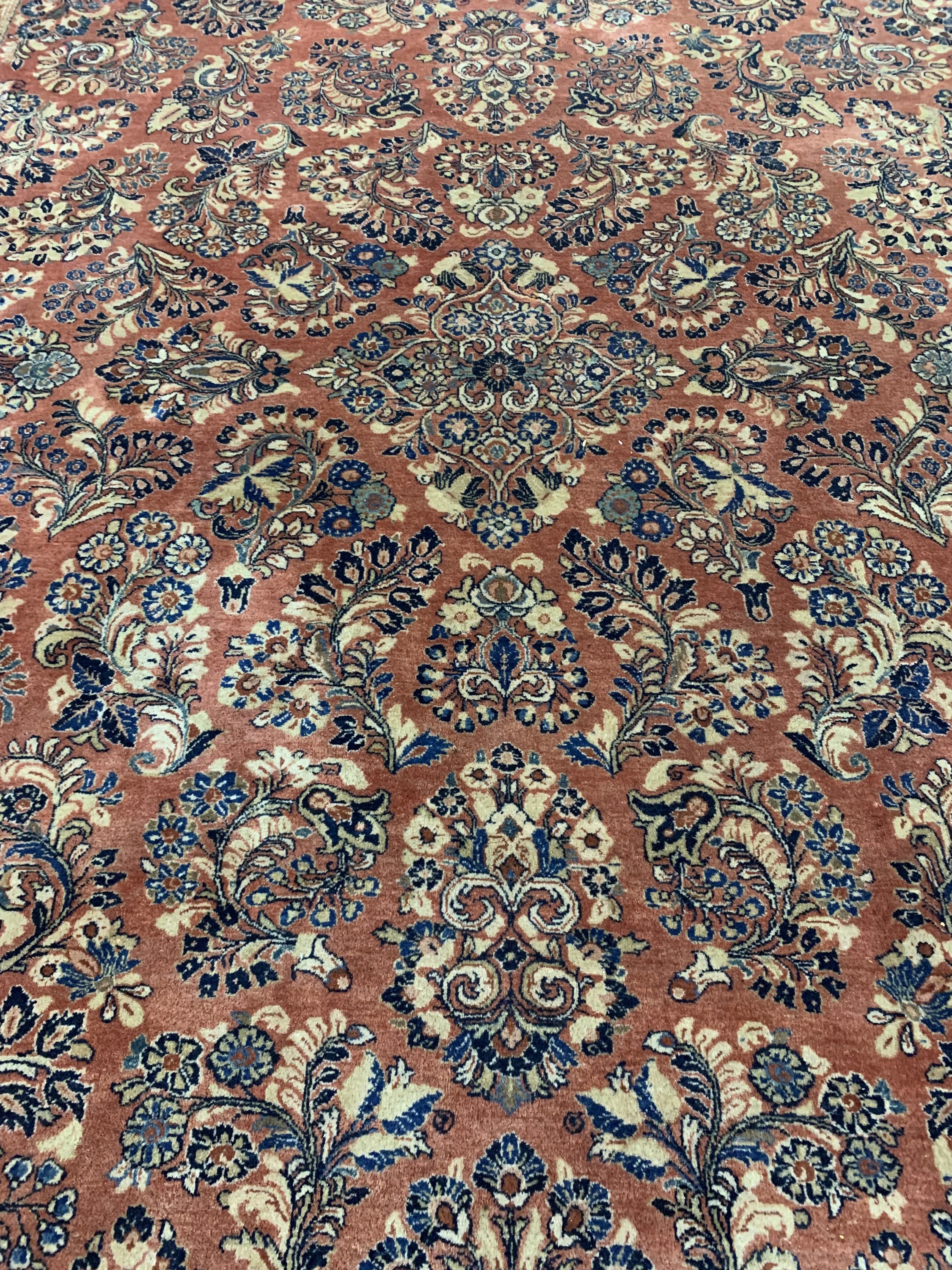 Detail d: Us Re-Import Sarogh, Persien, Anfang 20.Jhd, Korkwolle auf Baumwolle, ca. 400 x 310cm, EHZ: 1-2