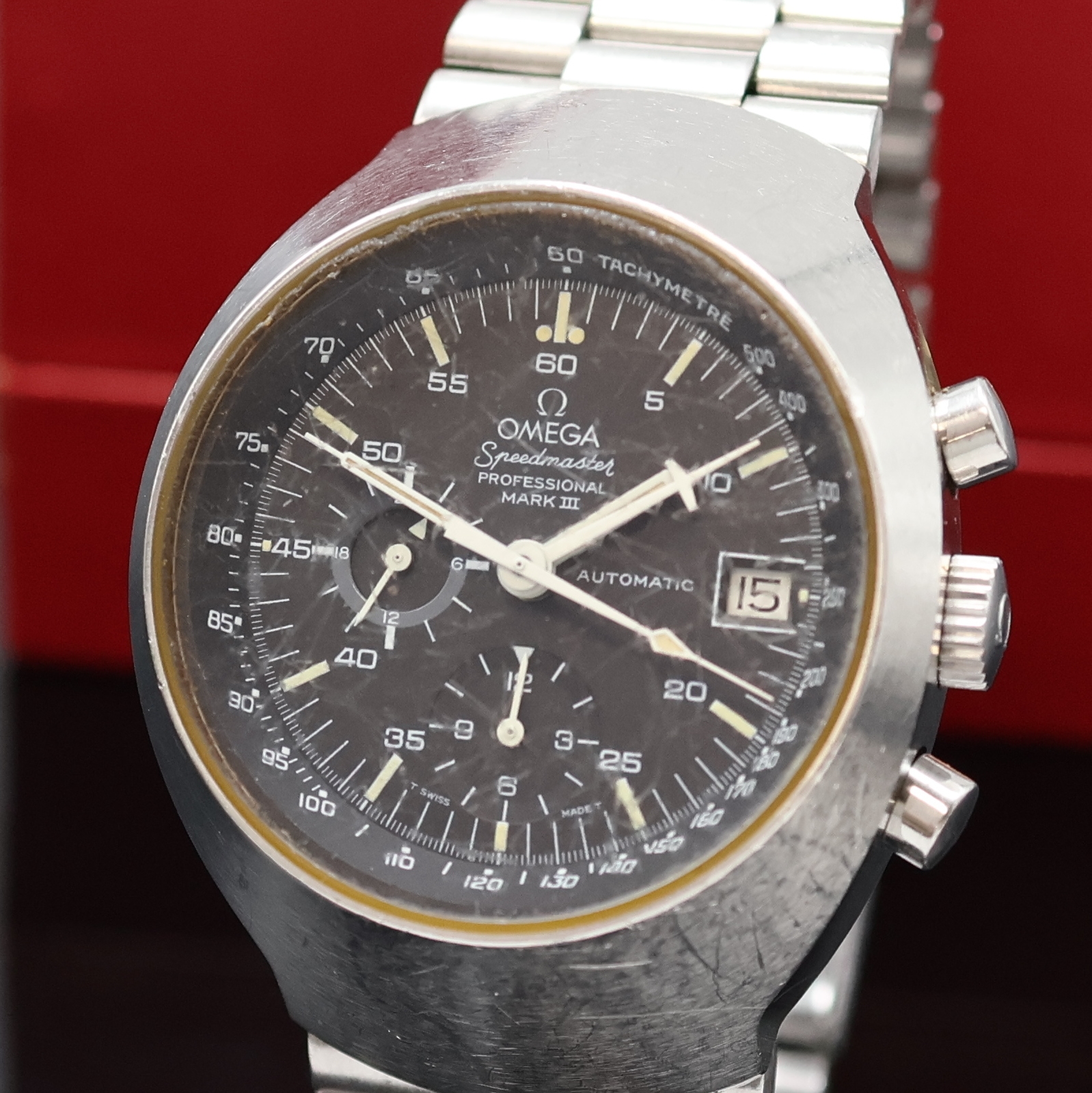 Detail a: OMEGA Speedmaster Professional Mk 3 Armbandchronograph Referenz 176.002 in Stahl, Schweiz um 1970, Automatik, 2-tlg. massives Geh., Mineralglas ...