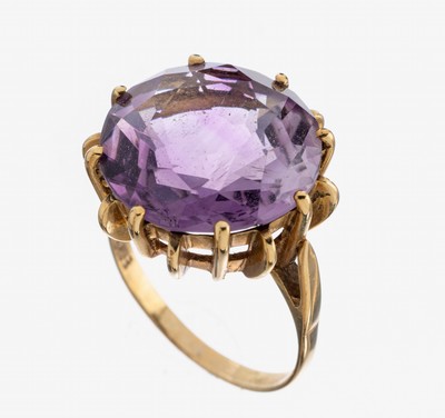 Image 26975308 - 9 kt Gold Amethyst-Ring, GG 375/000, rundfacett. Amethyst, RW 57, ca. 5.9 g