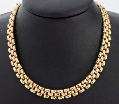 Image 26975338 - 14 kt Gold Collier, GG 585/000, Backsteinoptik, L. ca. 50 cm, Kastenschloss mit ...