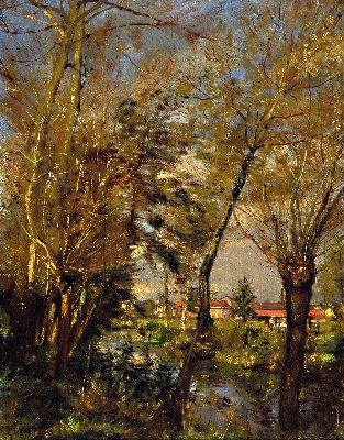 Image 26975344 - Charles Desavary, 1837 Arras - 1885, , Flußlandschaft mit Blick auf ein ...