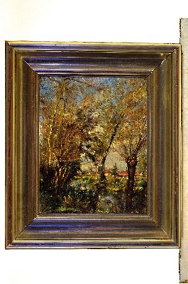 26975344k - Charles Desavary, 1837 Arras - 1885, , Flußlandschaft mit Blick auf ein ...