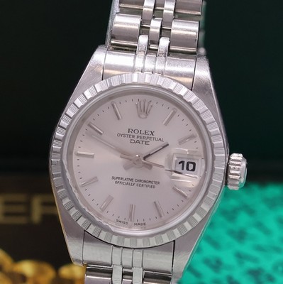 26975371a - ROLEX Date Damenarmbanduhr Referenz 79240 in Stahl, Schweiz lt. orig. Papier verk. 2002, ...