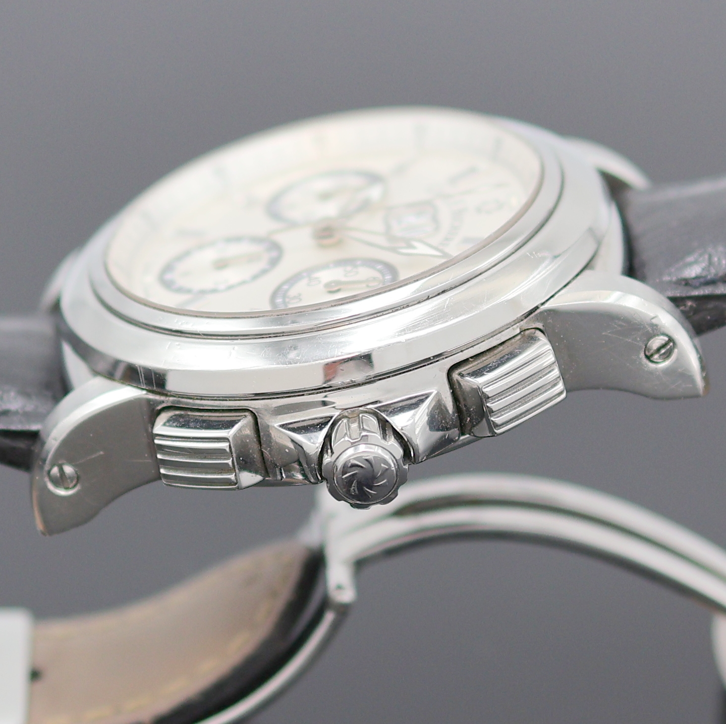 Detail d: CARL. F. BUCHERER Patravi Armbandchronograph Referenz 4500.620, Automatik, Schweiz um 2005, beids. vergl. Edelstahlgeh. inkl. Lederband m. orig. ...