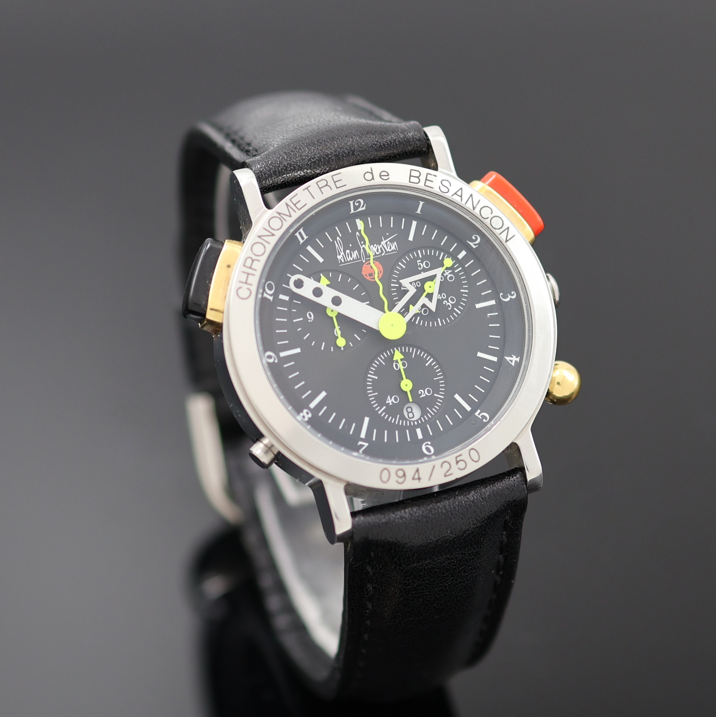 Detail b: ALAIN SILBERSTEIN Kronoalarm II auf 250 Stück limitierter Armbandchronograph Chronometer, Frankreich um 1995, quarz, Boden verschr., dezentrale ...