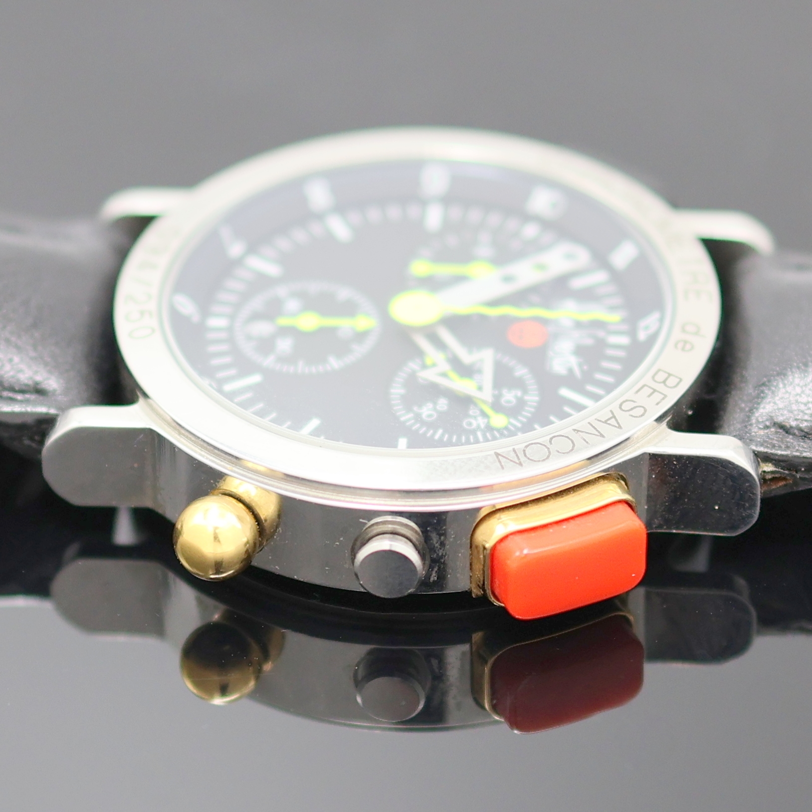 Detail d: ALAIN SILBERSTEIN Kronoalarm II auf 250 Stück limitierter Armbandchronograph Chronometer, Frankreich um 1995, quarz, Boden verschr., dezentrale ...