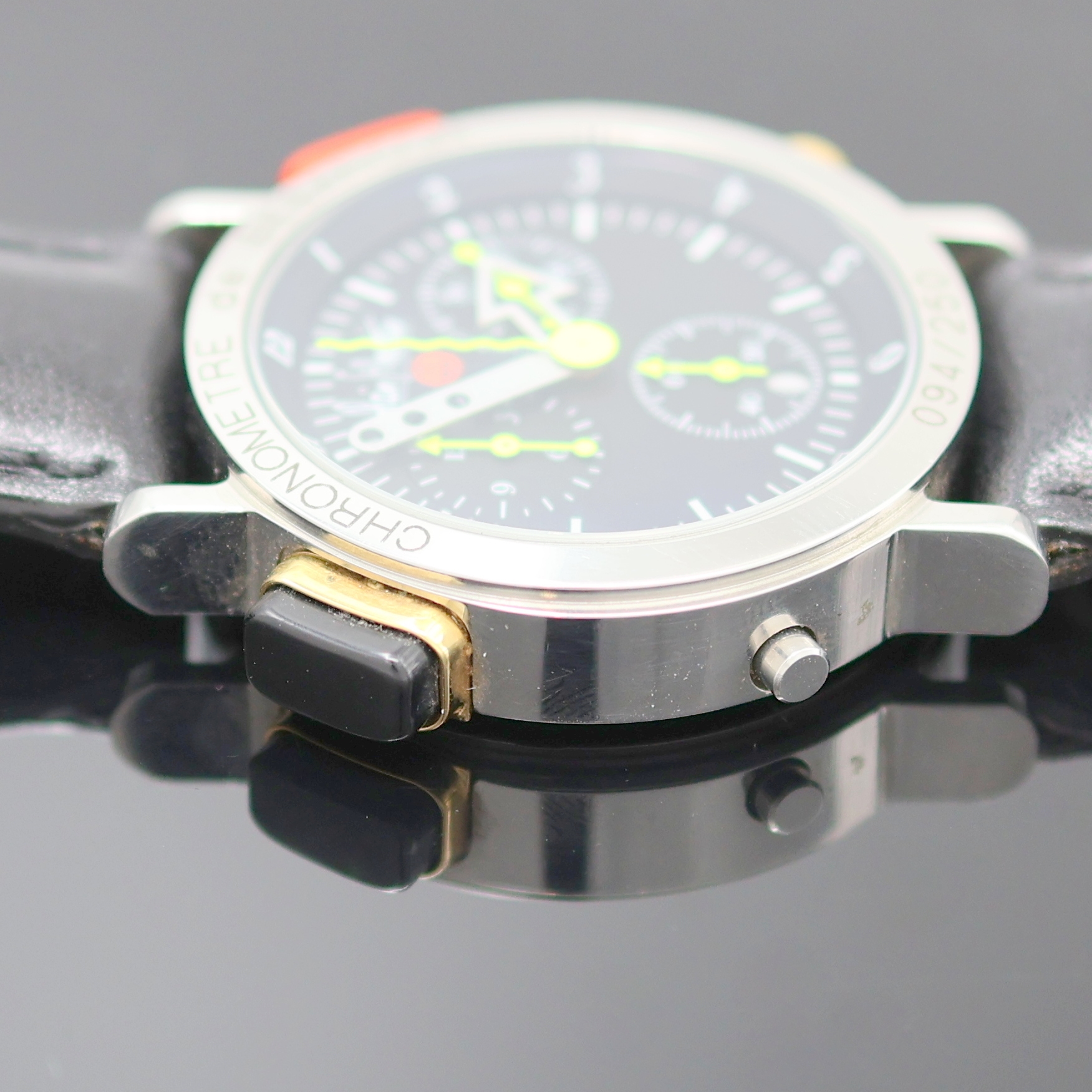 Detail e: ALAIN SILBERSTEIN Kronoalarm II auf 250 Stück limitierter Armbandchronograph Chronometer, Frankreich um 1995, quarz, Boden verschr., dezentrale ...
