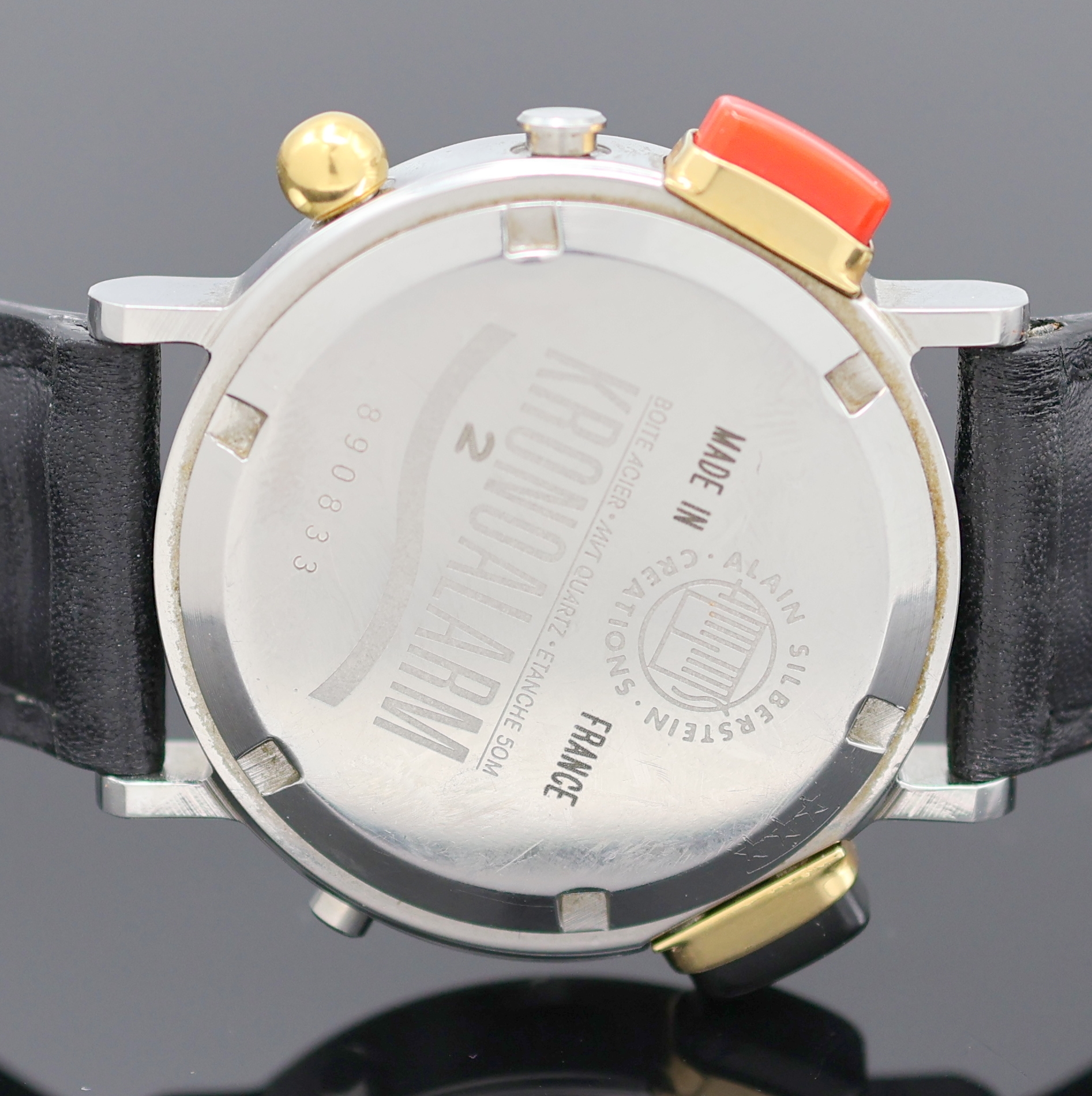 Detail f: ALAIN SILBERSTEIN Kronoalarm II auf 250 Stück limitierter Armbandchronograph Chronometer, Frankreich um 1995, quarz, Boden verschr., dezentrale ...