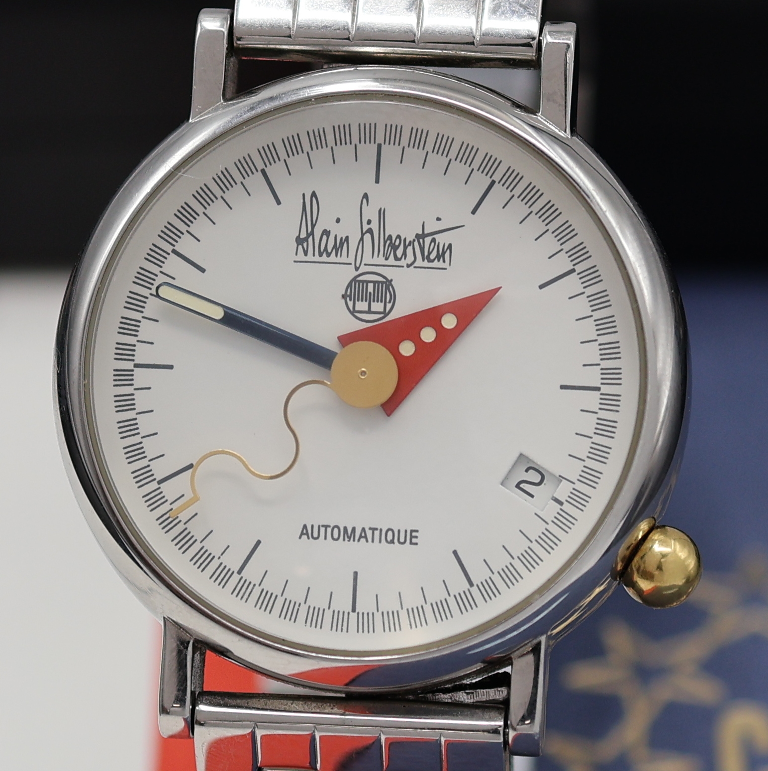 Detail a: ALAIN SILBERSTEIN Arkitec auf 999 Stück limitierte Armbanduhr in Stahl, Frankreich verk. lt. beil. Pap. 07/1993, Automatik, beids. vergl., Boden ...