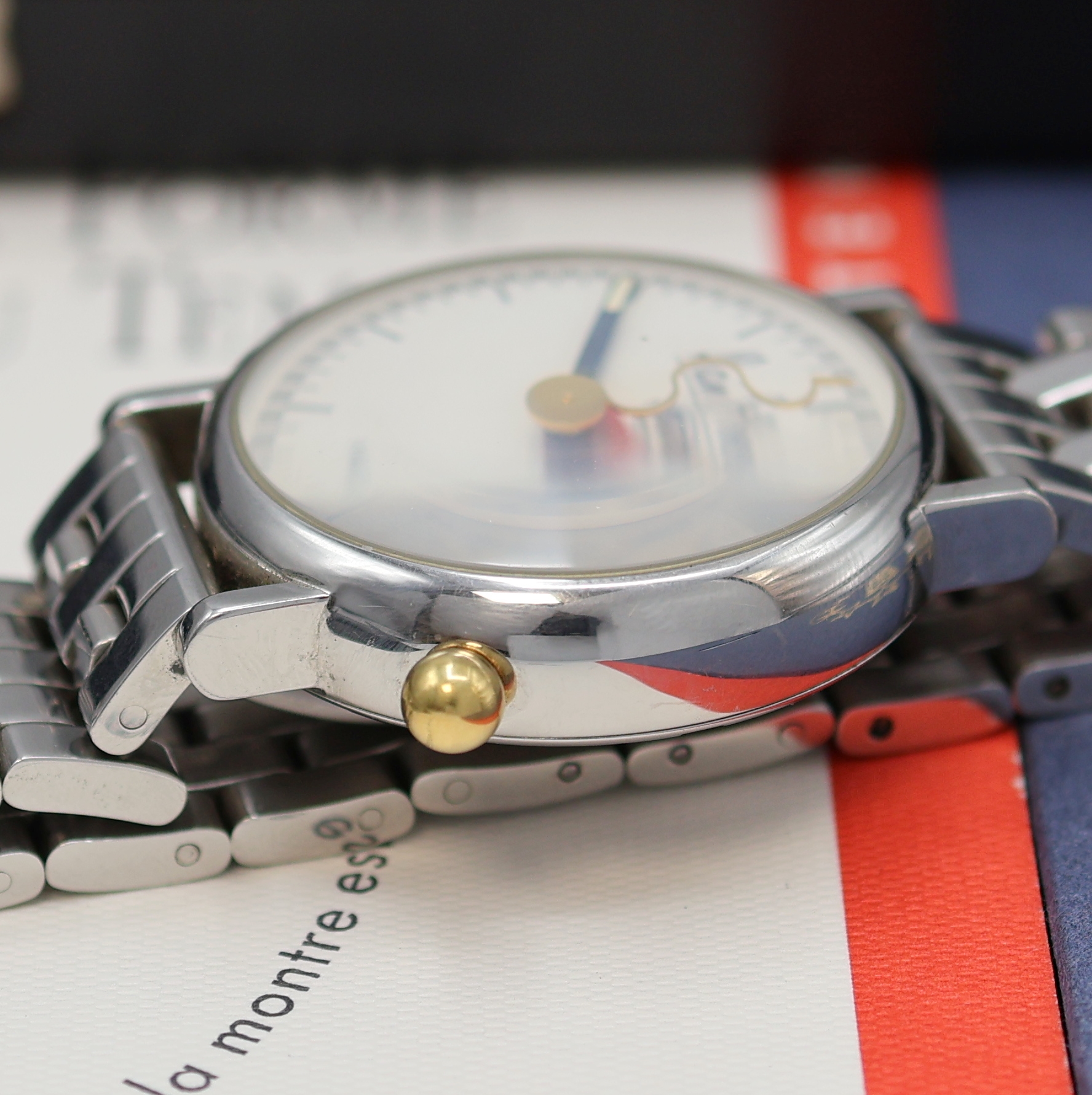 Detail c: ALAIN SILBERSTEIN Arkitec auf 999 Stück limitierte Armbanduhr in Stahl, Frankreich verk. lt. beil. Pap. 07/1993, Automatik, beids. vergl., Boden ...
