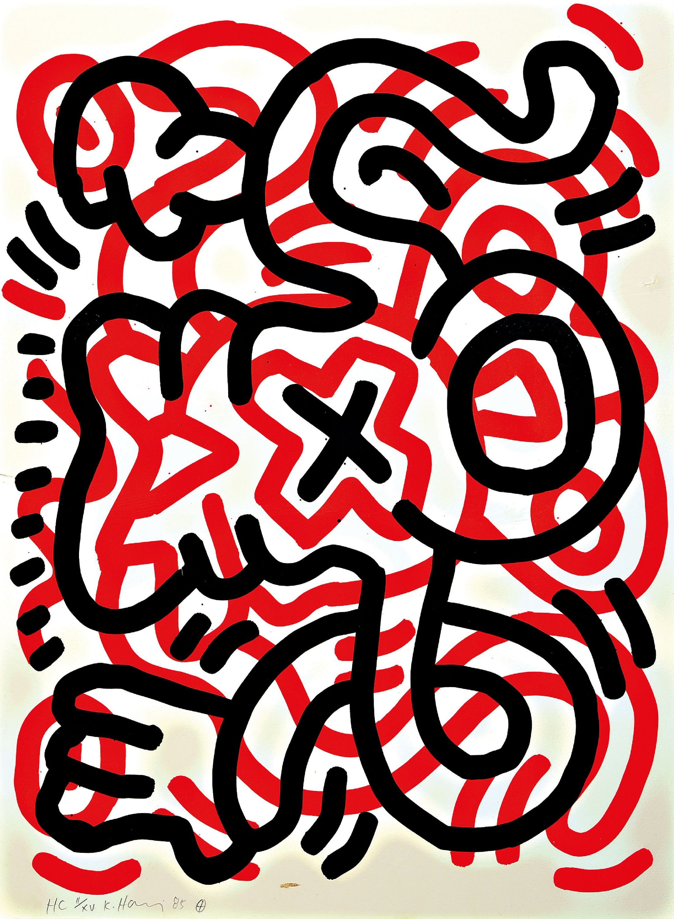 Image 26975428 - Keith Haring, 1958-1990, Lithografie, Blatt 3 aus der Serie ´Ludo´, 1985, Ed. hors de ...