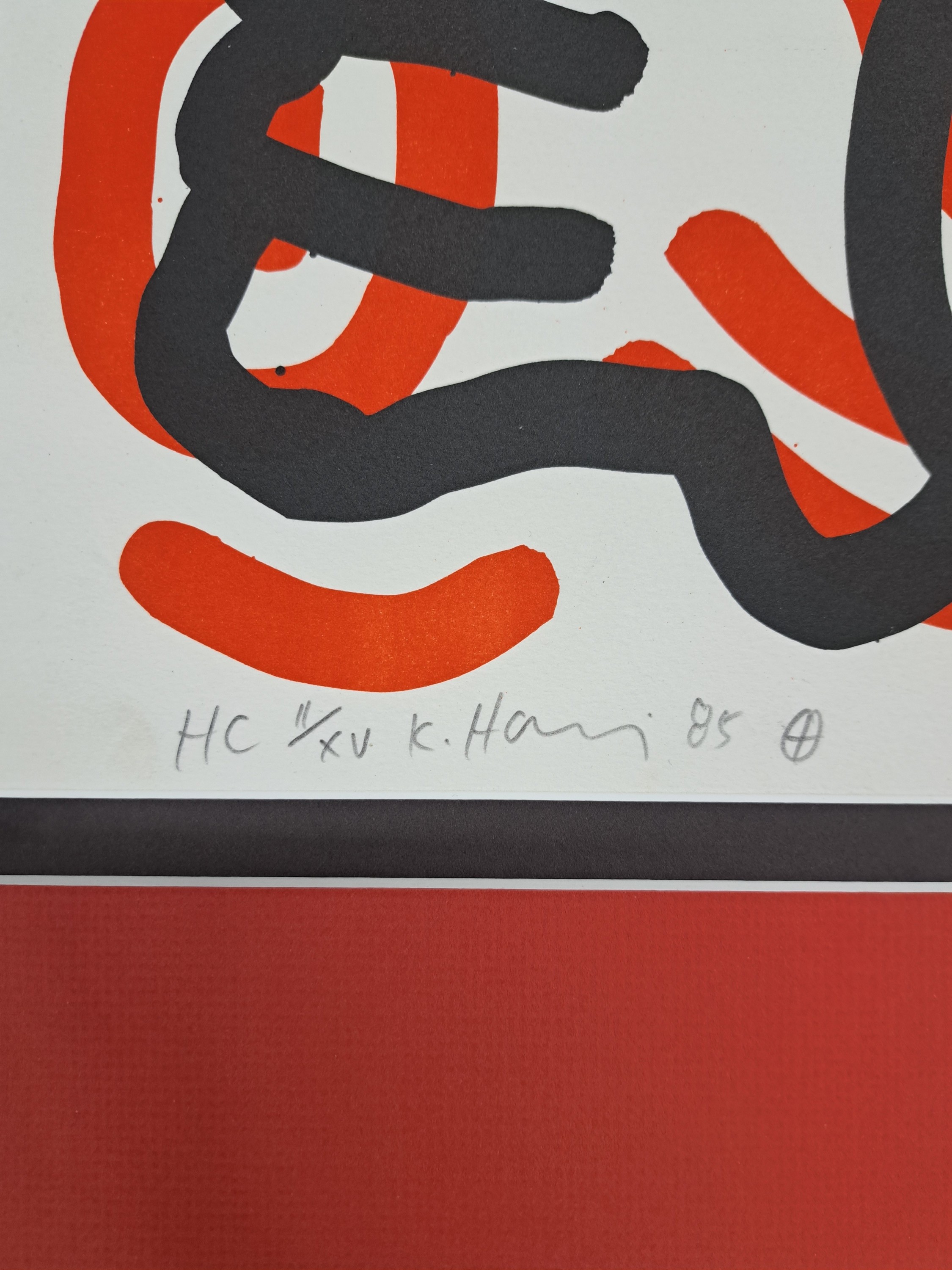 Detail p: Keith Haring, 1958-1990, Lithografie, Blatt 3 aus der Serie "Ludo", 1985, Ed. hors de commerce II/XV, handsigniert und datiert, unter rotem ...