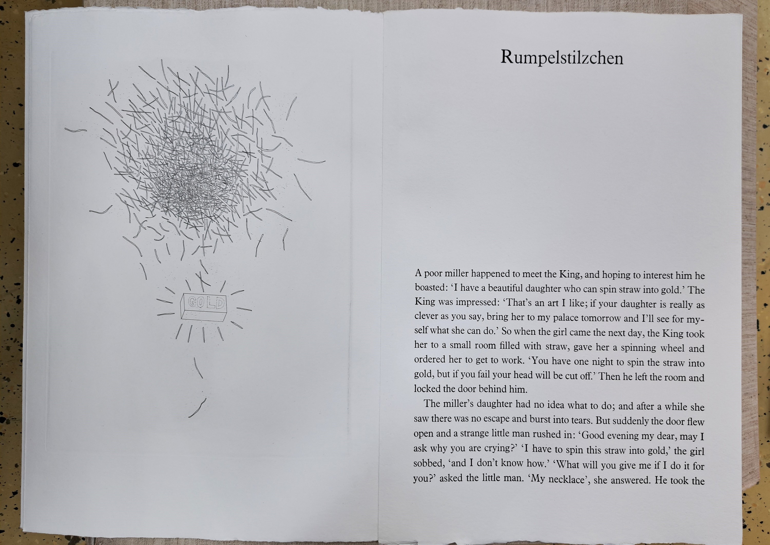 Detail b: David Hockney, geb. 1937 Bradford, UK, Leporello mit 8 Seiten, 6 Radierungen/Aquatinta auf Bütten, "Rumpelstilzchen", aus der Serie ...