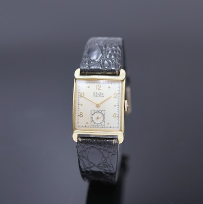 Image 26975423 - GRUEN Verithin rechteckige Armbanduhr in GG 585/000, USA um 1945, Handaufzug, Boden ...