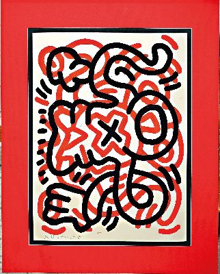 26975428k - Keith Haring, 1958-1990, Lithografie, Blatt 3 aus der Serie ´Ludo´, 1985, Ed. hors de ...