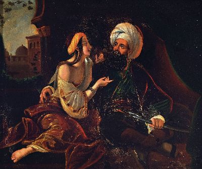 Image 26975446 - Orientalist der Mitte des 19.Jh., Haremsszene, Öl/Zinkplatte, unsigniert, verso ...