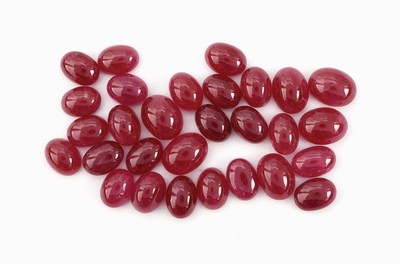 Image 26975466 - Lot lose Rubine, zus. ca. 40.49 ct, ovale Cabochons in versch. Größen und ...