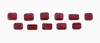 Image 26975471 - Lot lose Rubine (beh.), zus. ca. 11.51 ct, oktogonaler Treppenschliff in versch. ...