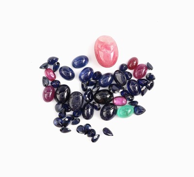 Image 26975481 - Lot lose Farbsteine, zus. ca. 39.3 ct, Rubine,Saphire und Smaragde, versch. ...