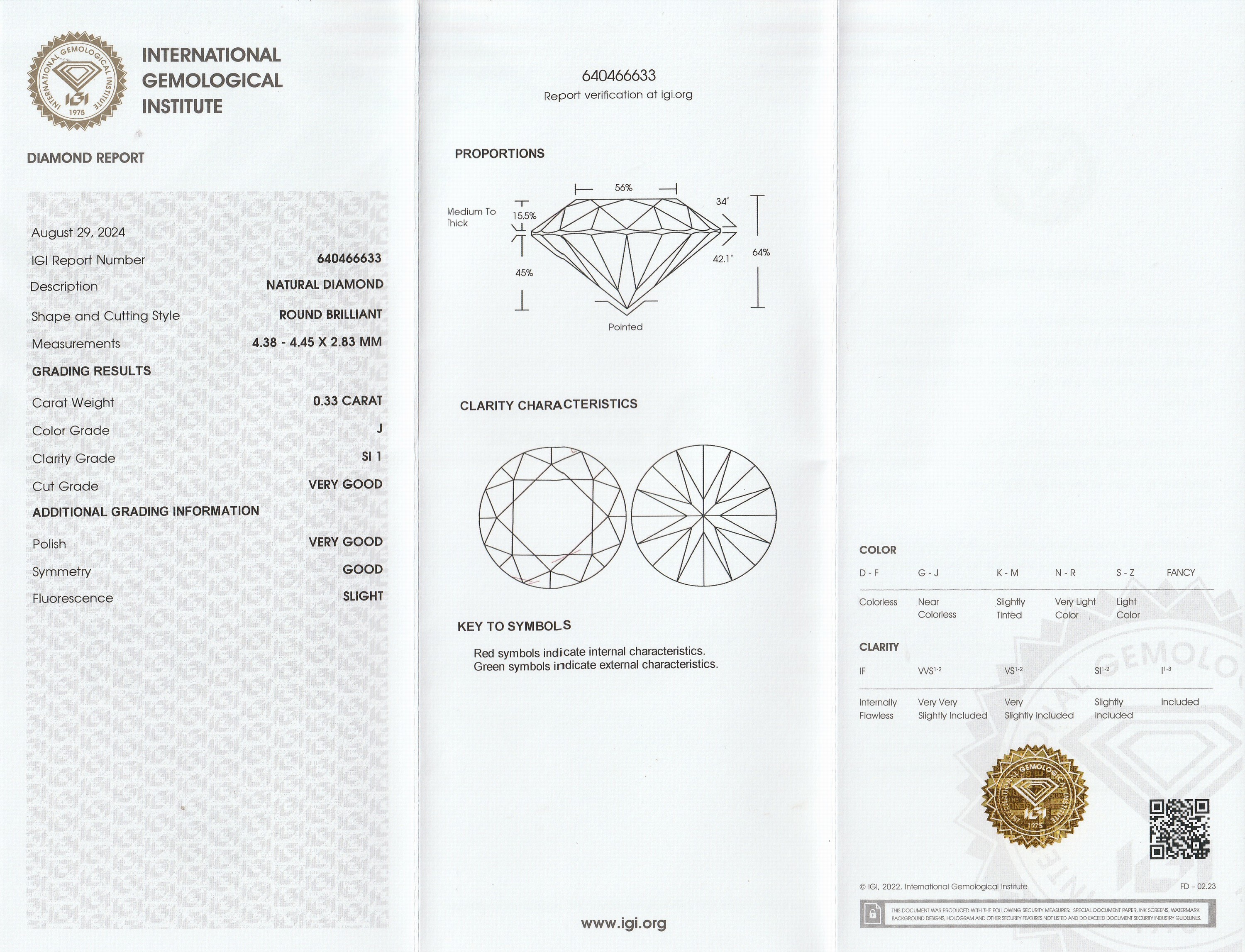 Detail a: Loser Brillant, 0.33 ct l.get.Weiß(J)/si1, eingeschweißt, mit IGI-Expertise