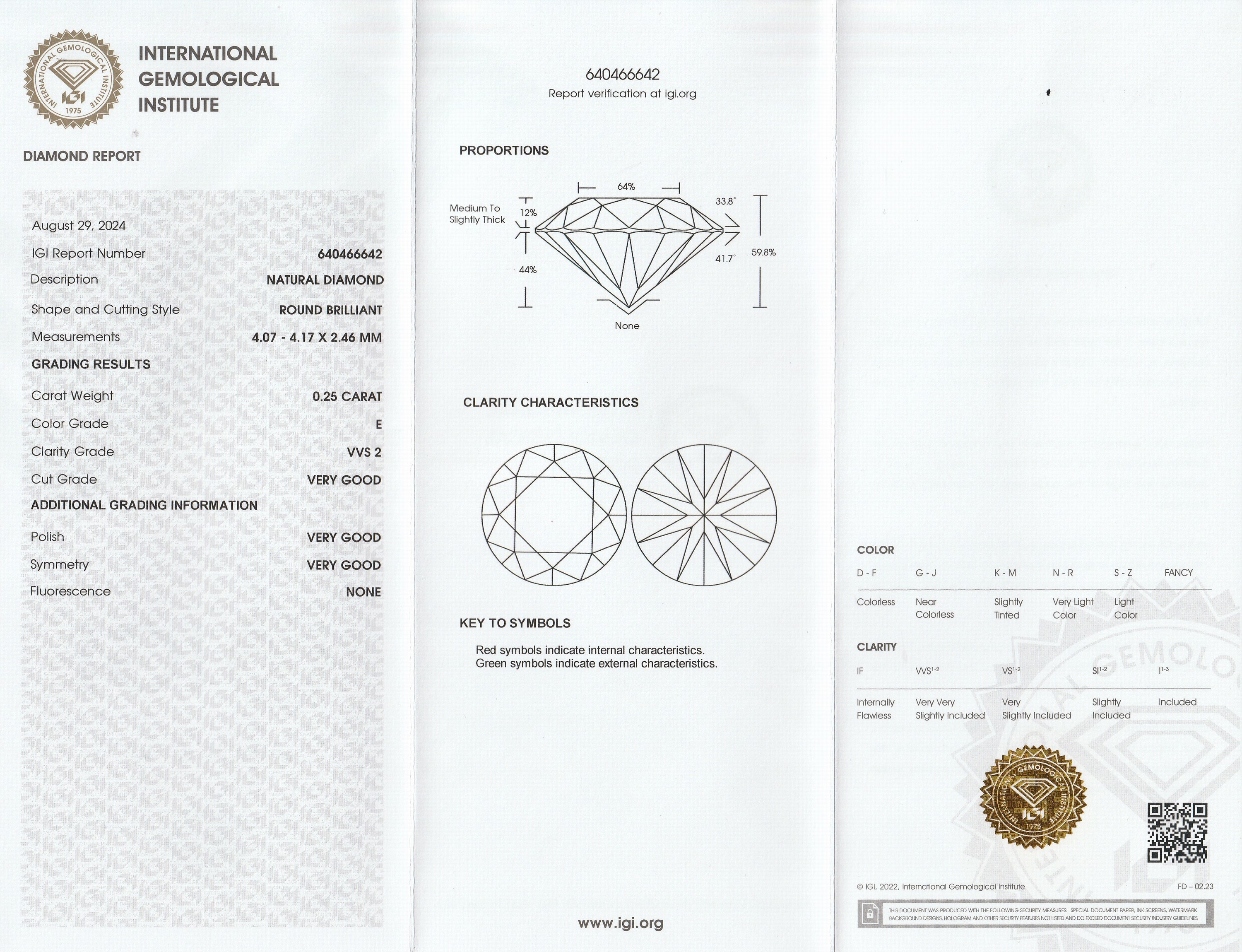 Detail a: Loser Brillant, 0.25 ct hochfeines Weiß (E)/vvs2, eingeschweißt, mit IGI-Expertise