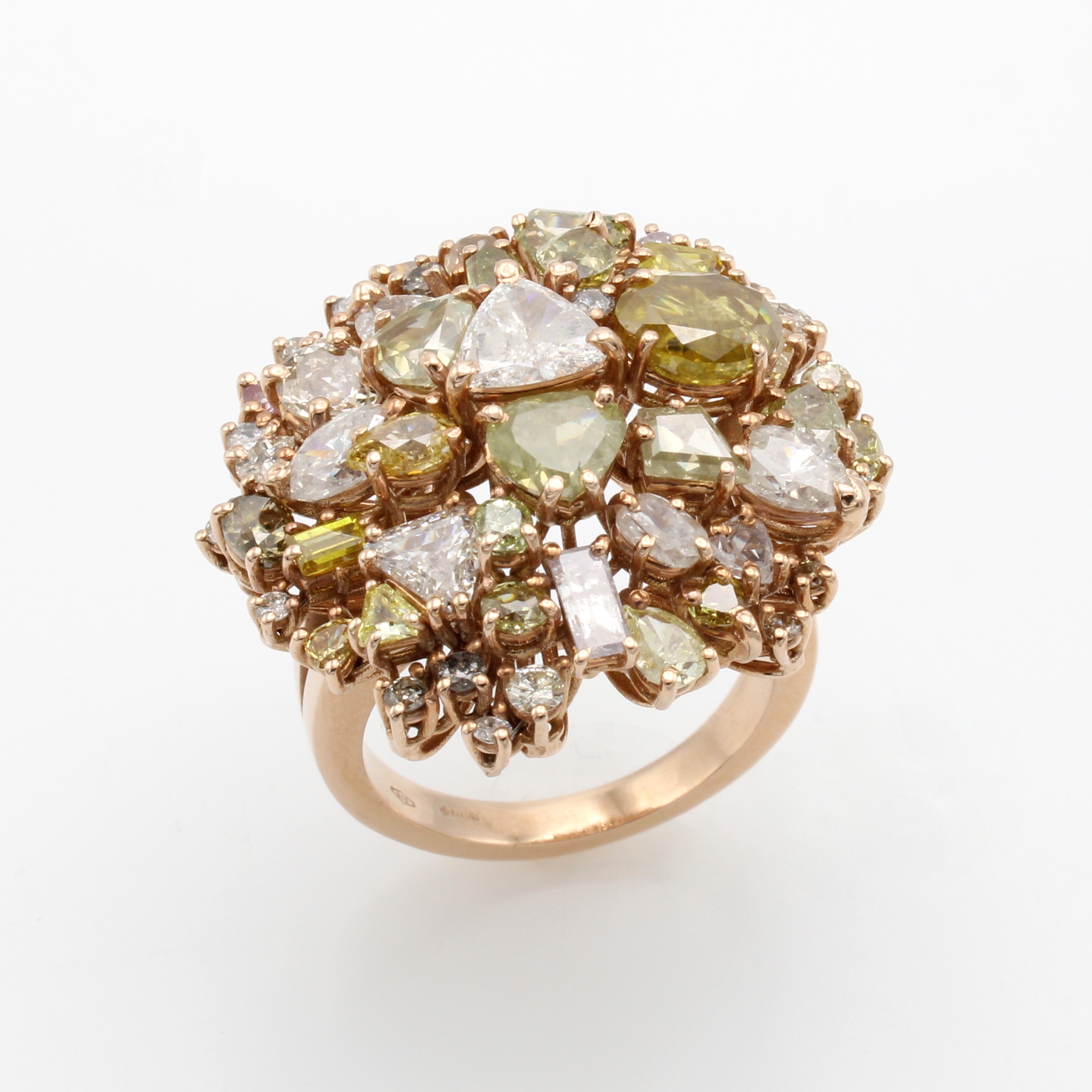 Image 26975549 - Ring mit Diamanten, RG 585/000, runder Ringkopf bes. mit Diamanten in verschiedenen ...