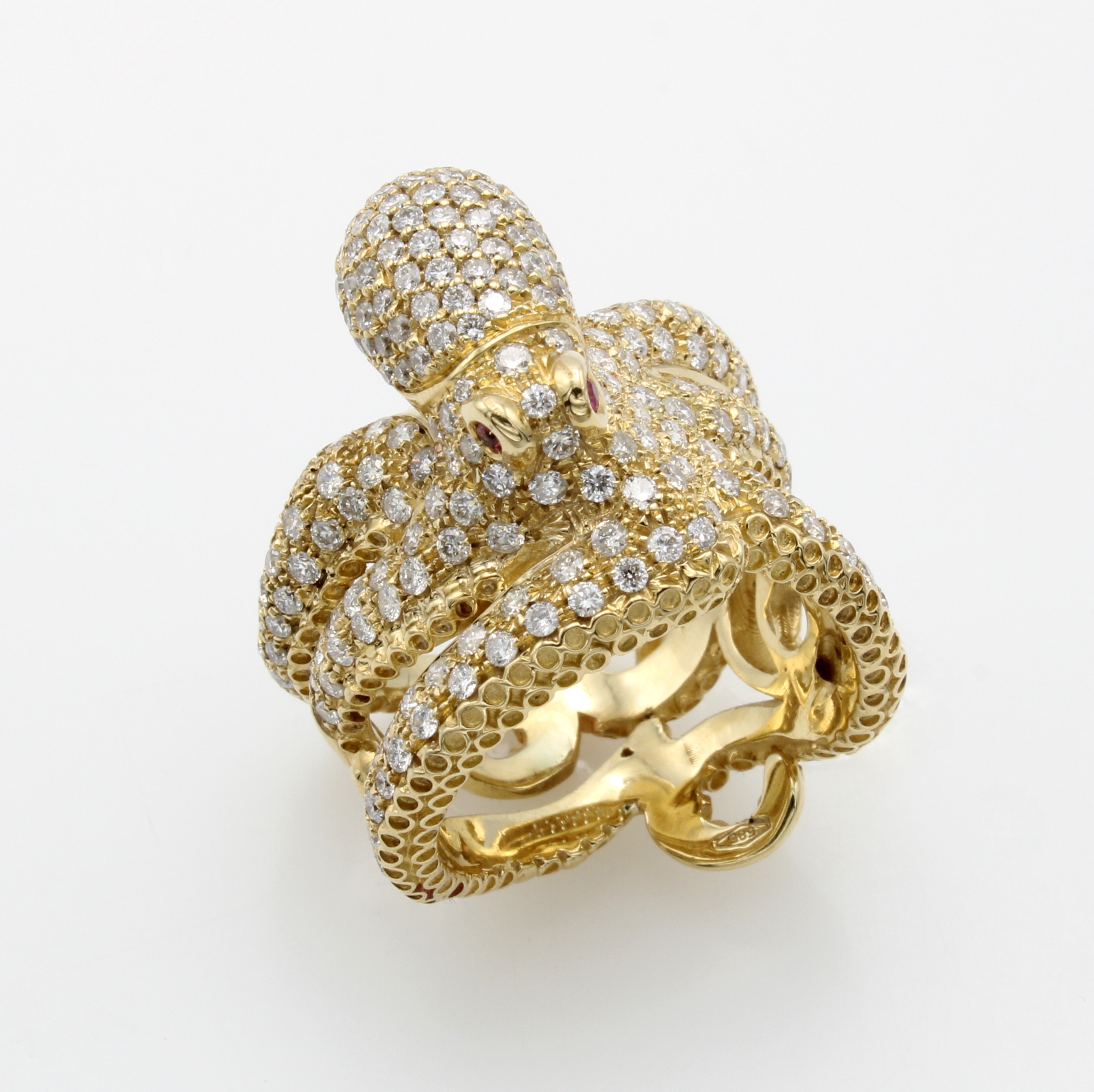 Image 26975553 - Ring ´Krake´ mit Brillanten und Rubinen, GG 585/000, ganzer Ring als Krakenkörper ...