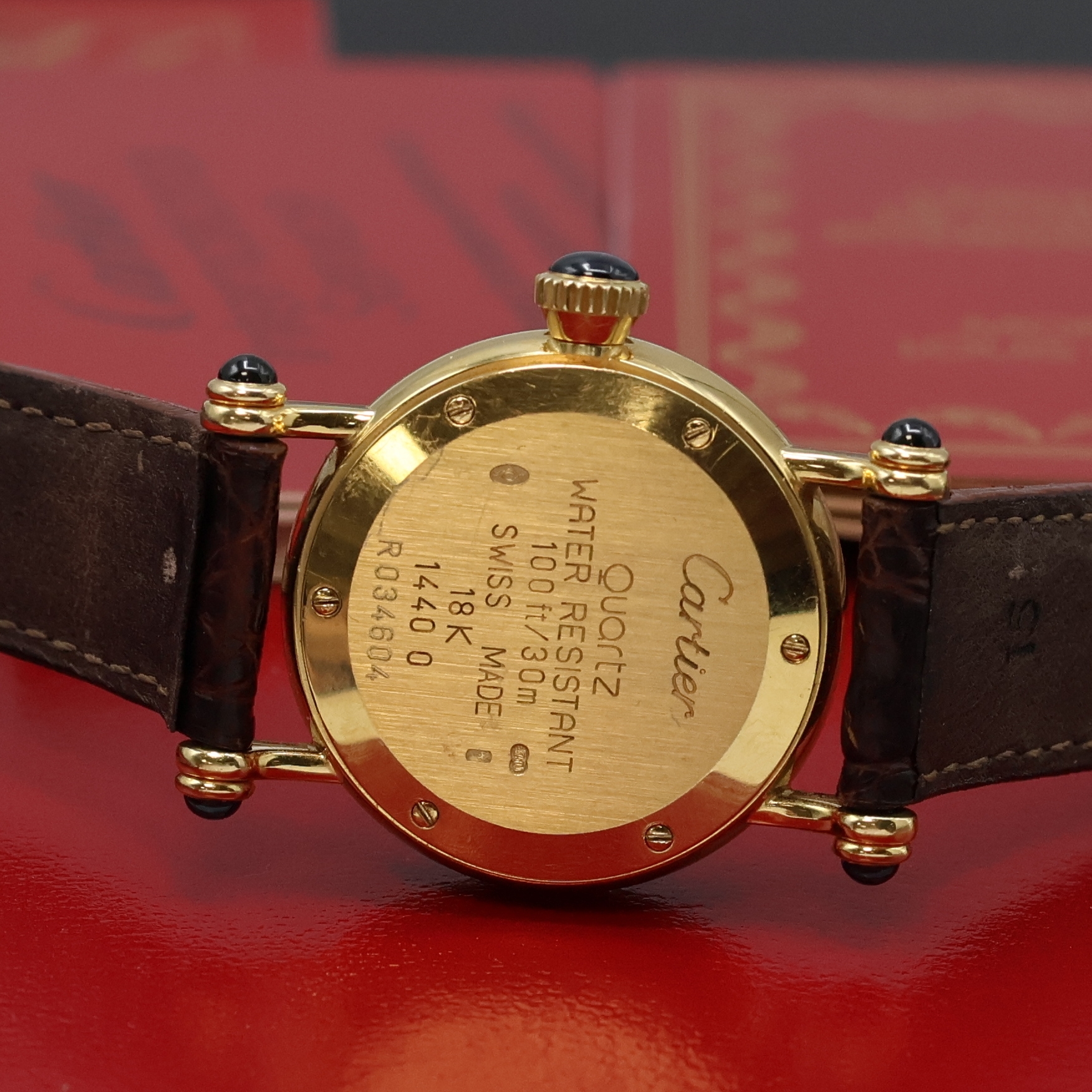 Detail d: CARTIER Diabolo Damenarmbanduhr Referenz 1440 in GG 750/000, Schweiz lt. orig. Papier verk. 1994, quarz, 2-tlg. Geh., Boden 6-fach verschr., Krone u. ...