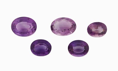 Image 26975509 - Lot 5 lose Amethyste, zus. ca. 64.46 ct, ovalfacett., versch. Größen und ...