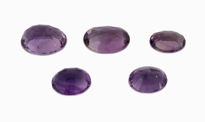 26975509a - Lot 5 lose Amethyste, zus. ca. 64.46 ct, ovalfacett., versch. Größen und ...