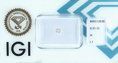 Image 26975512 - Loser Brillant, 0.31 ct Weiß (H)/p1, eingeschweißt, mit IGI-Expertise ...