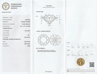 26975516a - Loser Brillant, 0.40 ct feines Weiß+(F)/vvs1, eingeschweißt, mit ...