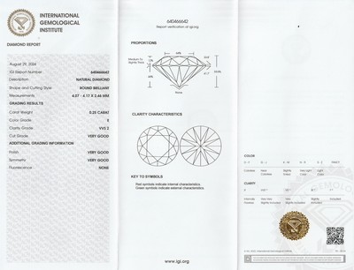 26975518a - Loser Brillant, 0.25 ct hochfeines Weiß (E)/vvs2, eingeschweißt, mit ...
