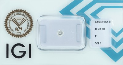Image 26975519 - Loser Brillant, 0.23 ct feines Weiß+(F)/vs1, eingeschweißt, mit IGI-Expertise ...