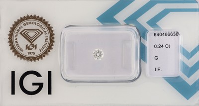 Image 26975521 - Loser Brillant, 0.24 ct feines Weiß(G)/lr, eingeschweißt, mit IGI-Expertise ...